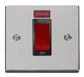 VPCH201BK  Deco Victorian 1 Gang 45A DP Switch With Neon